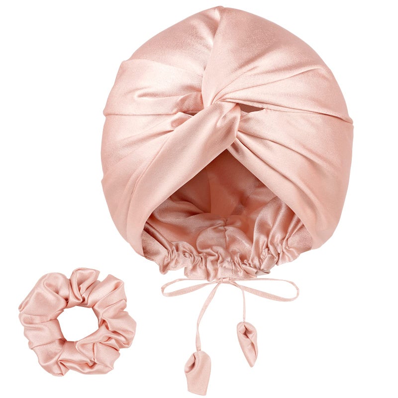 PARISBELLA Reversible Silky Satin Bonnet for Sleeping, Smooth As Silk Hair Wrap for Sleeping, Adjustable Satin Sleep Cap for Women, Stylish Turban for Curly Hair, Pink, Pack of 1 - Image 1